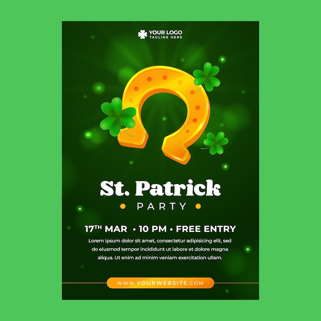 Realistic Saint Patrick’s Day Celebration Vertical Poster Template – Free Download