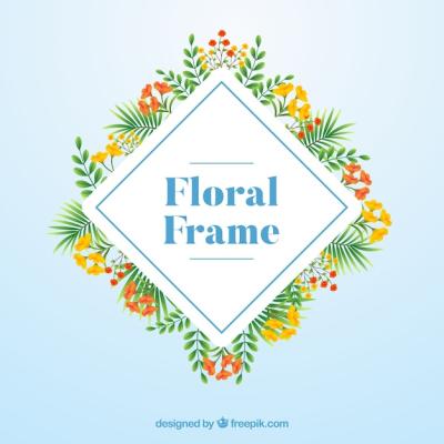 Modern Floral Frame in Flat Design – Free to Download