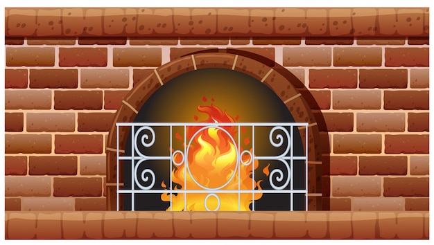 Bricks Fireplace Vector Template – Download for Free