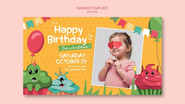 Birthday Concept Banner Template – Free Download