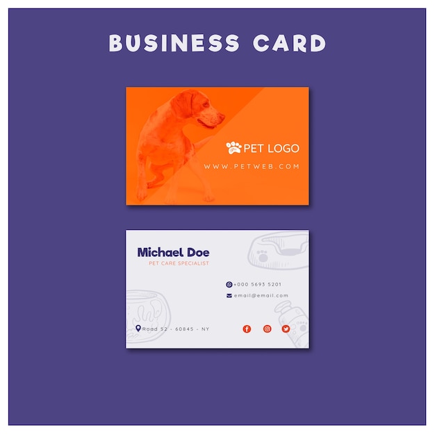 Pet Care Business Card Template Featuring a Dog – Free Download