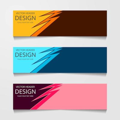 Three Color Layouts for Abstract Design Banner Web Templates – Free to Download