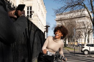 Woman Riding a Bike in the City of France – Free Stock Photo, Download for Free