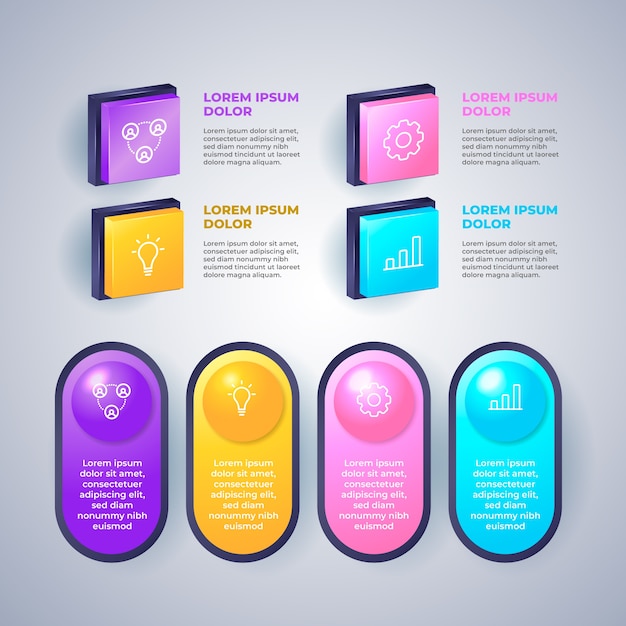 3D Glossy Infographic with Steps – Free Download for Stunning Presentations