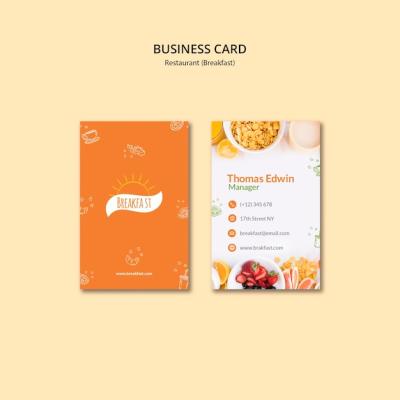 Breakfast Restaurant Business Card Template – Download Free Stock Photo