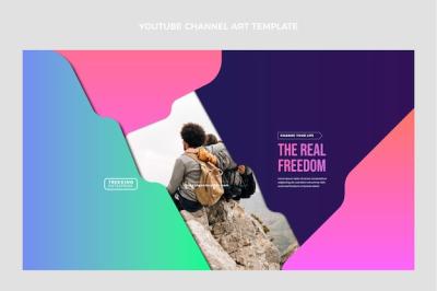 Gradient Trekking YouTube Channel Art Template – Free Download