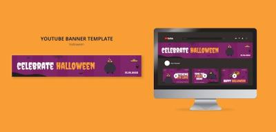 Halloween YouTube Channel Art Template Design – Free Download