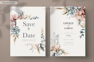 Stunning Vintage Watercolor Floral Wedding Invitation Card – Free Download