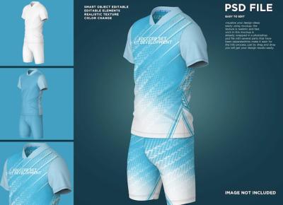 Fullset Short Sleeve V-Neck Football Soccer Mockup – Free Download