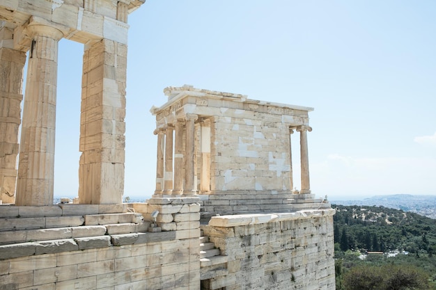 Stunning Parthenon Temple: Old Greek Ruins Under Sunny Skies in Athens, Greece – Free Download