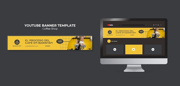 Coffee Shop YouTube Banner Template – Free Download