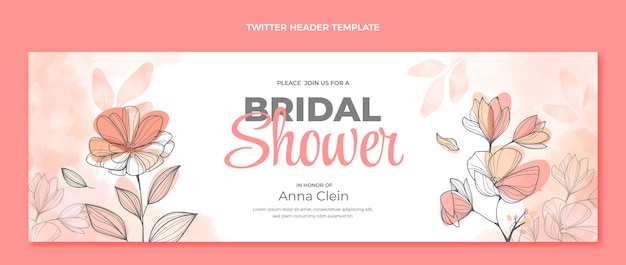 Hand Drawn Bridal Shower Twitter Header – Free Download