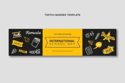 Hand Drawn Texture International School Twitch Banner – Free to Download