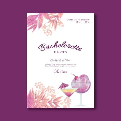 Watercolor Bachelorette Party Invitation – Free Download