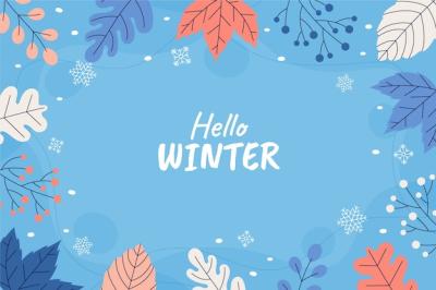 Flat Background for Winter Season with Leaves – Free Download