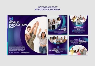 Instagram Post Templates for World Population Day – Free Download