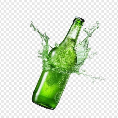 Splash of Water on a Green Bottle Isolated on Transparent Background – Free Download