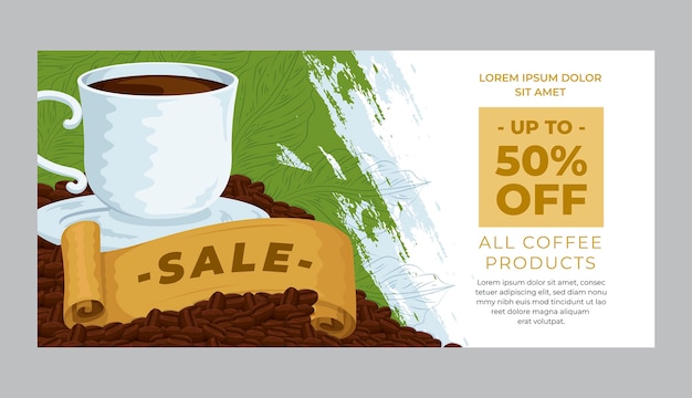 Hand-Drawn Coffee Plantation Sale Banner – Free Download