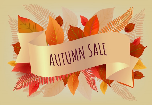 Autumn Sale Lettering Amidst Orange and Yellow Leaves – Free Download