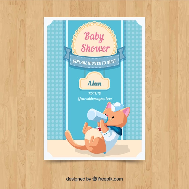 Flat Style Baby Shower Invitation – Free Download