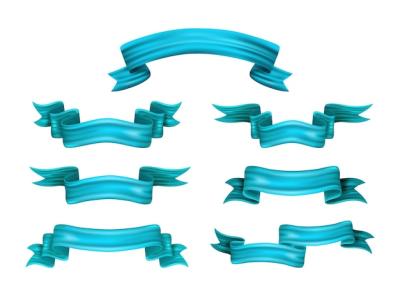 Sky Blue Ribbons Design Set Vector Illustration – Free Download