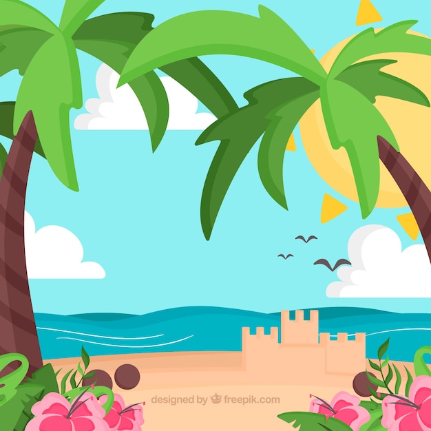 Lovely Tropical Background in Flat Design – Free Download