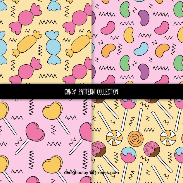 Hand Drawn Candy Patterns – Free Download