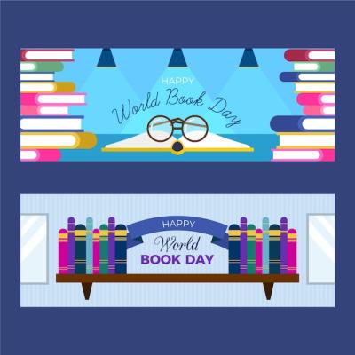 World Book Day Banners in Flat Design – Free Download