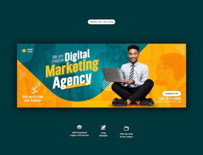 Digital Marketing Agency and Corporate Facebook Cover Template – Free Download