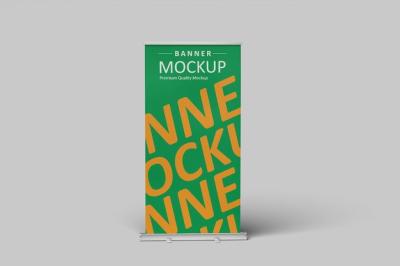 Front View Roll Up Banner Mockup – Free Download