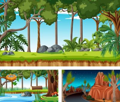 Cartoon Style Horizontal Nature Scenes – Free Download