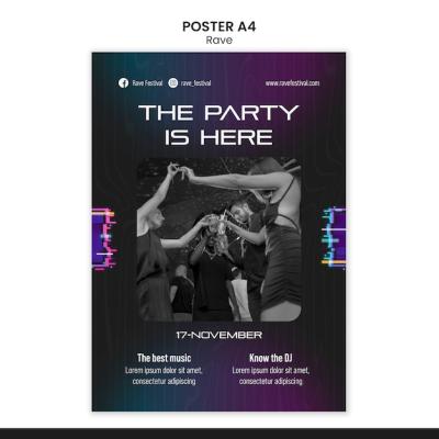 Gradient Rave Party Template – Free Download