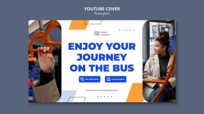 Geometric Shapes Public Bus Transportation YouTube Cover Template – Free Download