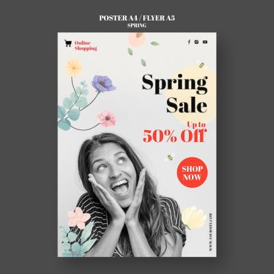 Floral Spring Sale Template Design – Free Download