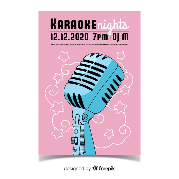 Hand Drawn Karaoke Poster Template – Free Download