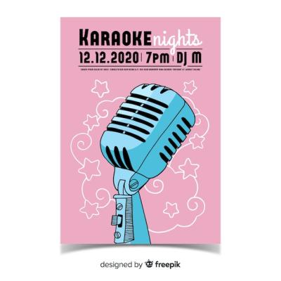 Hand Drawn Karaoke Poster Template – Free Download