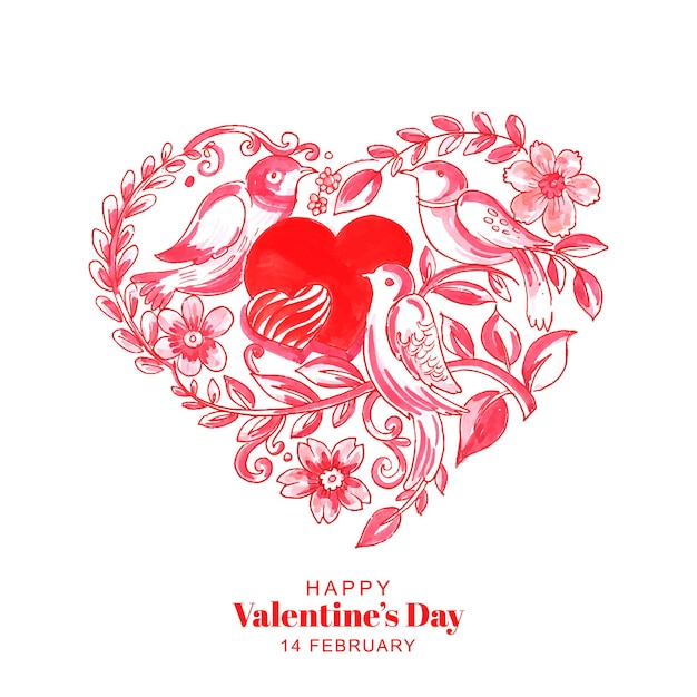 Beautiful Artistic Heart Shape Valentine’s Day Card Design – Free Download