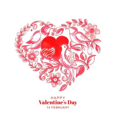 Beautiful Artistic Heart Shape Valentine’s Day Card Design – Free Download