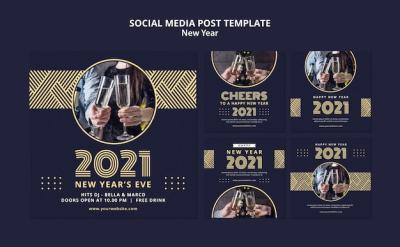 New Year Concept Social Media Post Template – Free Download