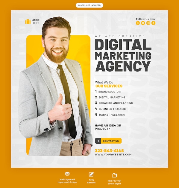 Digital Marketing Agency and Corporate Social Media Banner Template – Free Download