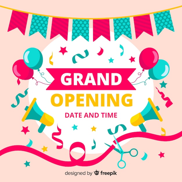 Flat Style Grand Opening Background – Free Download