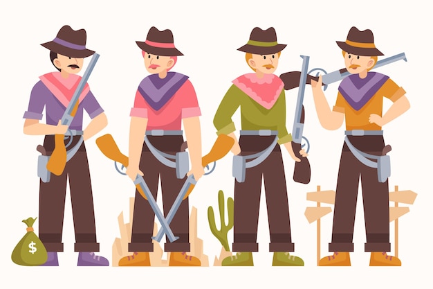 Flat Design Gaucho Character Collection – Free Download