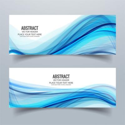 Banners Featuring Blue Wavy Lines – Free Download