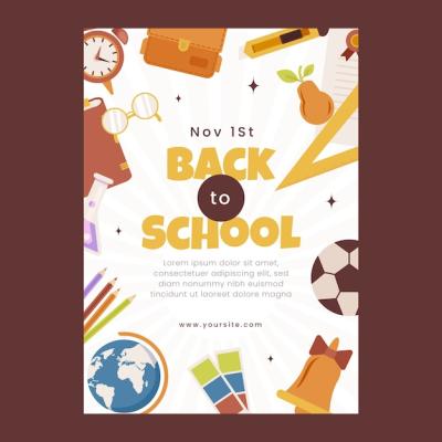 Vertical Poster Template for Back to School Party – Free Download