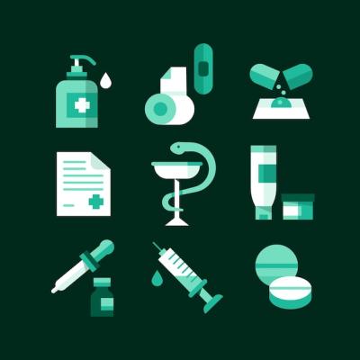 Flat Design Pharmacy Symbols – Free Stock Photo for Download