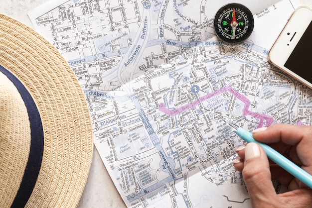 Traveler Accessories and Map Close-Up – Free Download