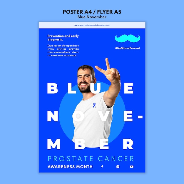 Prostate Cancer Awareness Print Template with Blue Details – Free Download