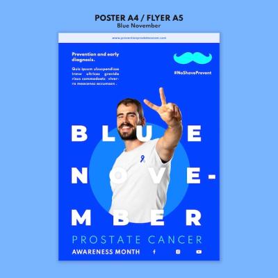 Prostate Cancer Awareness Print Template with Blue Details – Free Download