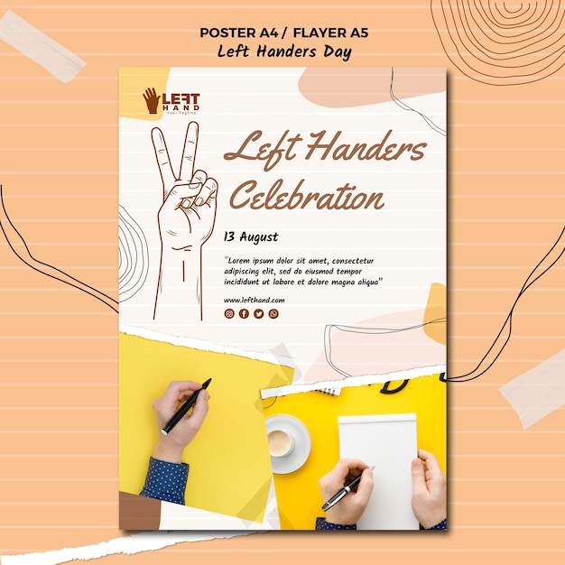 Creative Left Handers Day Poster Template – Free Download