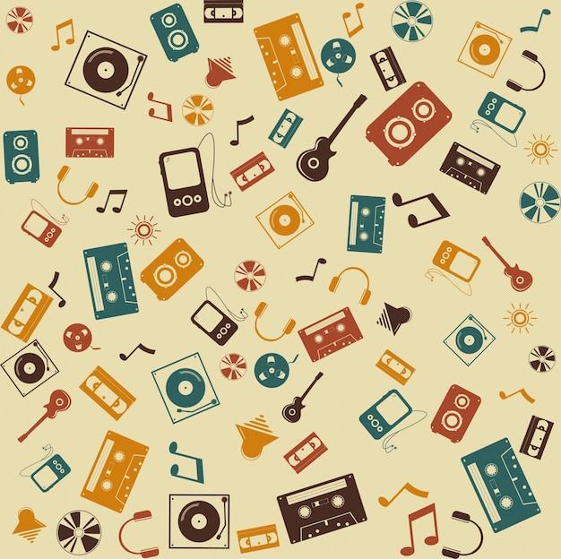 Seamless Retro Music Sound Vector Background – Free Download